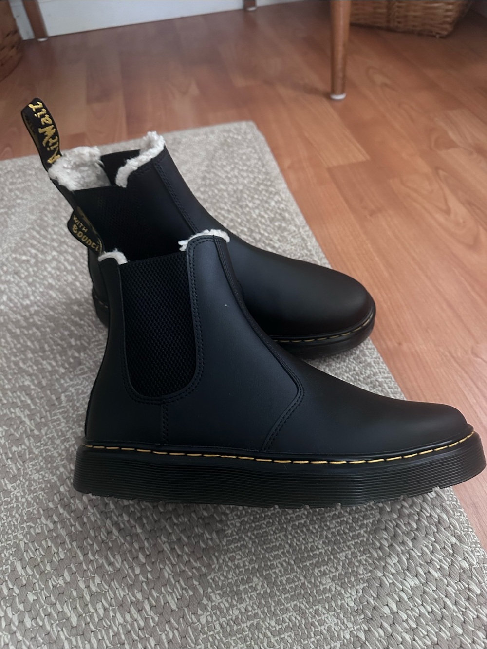 Dr. Martens Black Chelsea Winter Boots with Shearling Lining